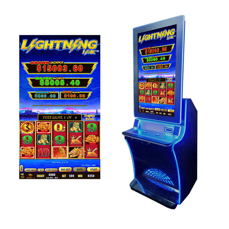 Lightning Link Vertical Screen Slot Machine Customized Slot Cabinets Dragon's Riches Linkable Slot Games